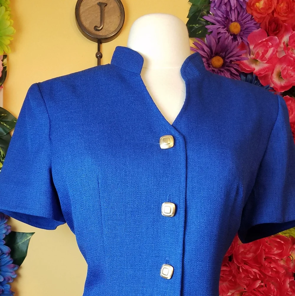 Vintage 90s Plaza South blue button-down dress - size 8 - Picture 5 of 9